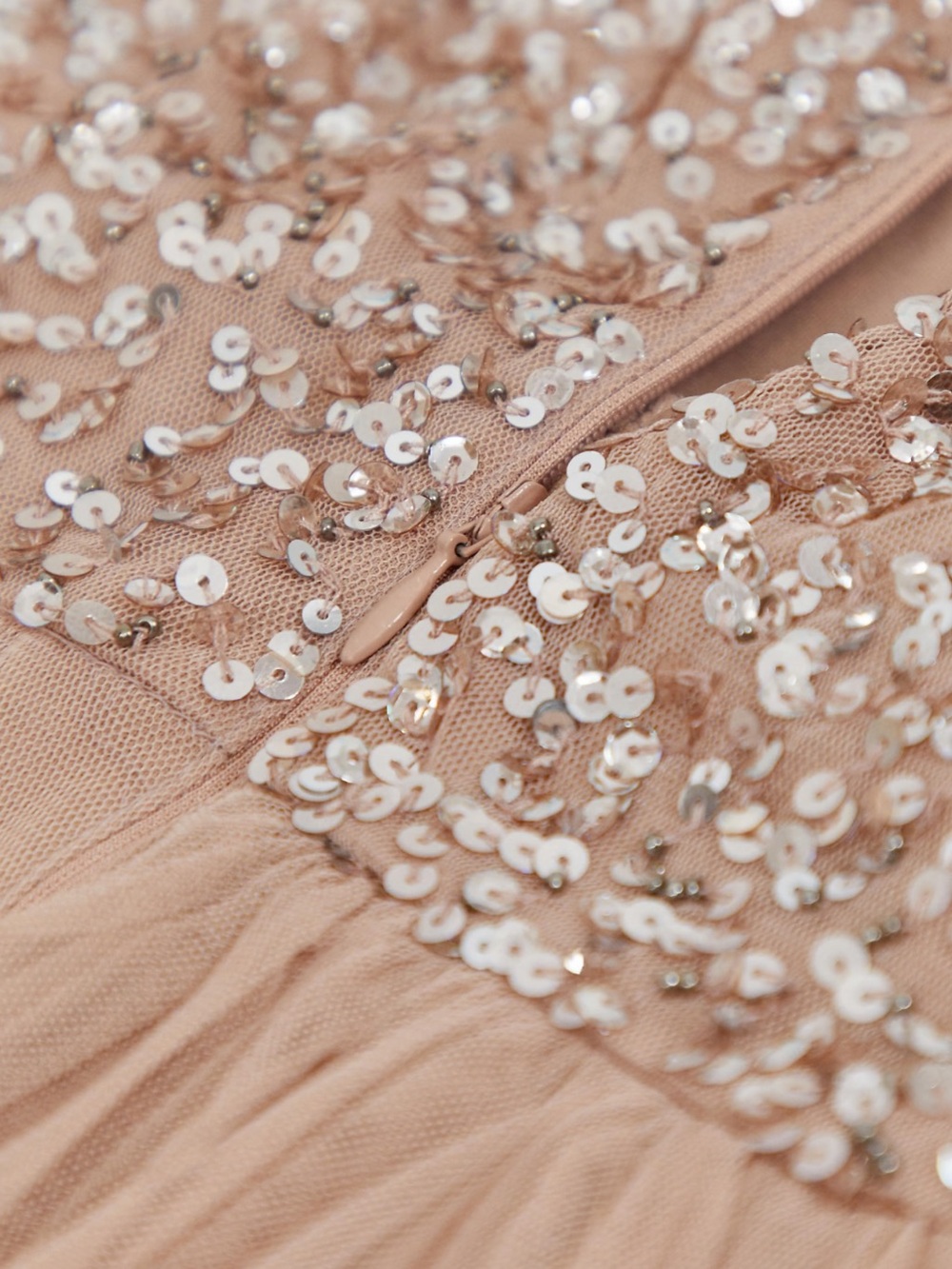 Maya Plus Bridesmaid Long Sleeve Maxi Tulle Dress With Tonal Delicate Sequin - Picture 3 of 3